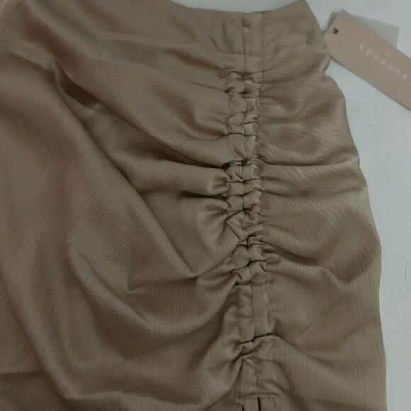 NEW Keepsake the Label Gold Champagne Closer Ruched Midi Skirt Size 4 - Picture 12 of 13